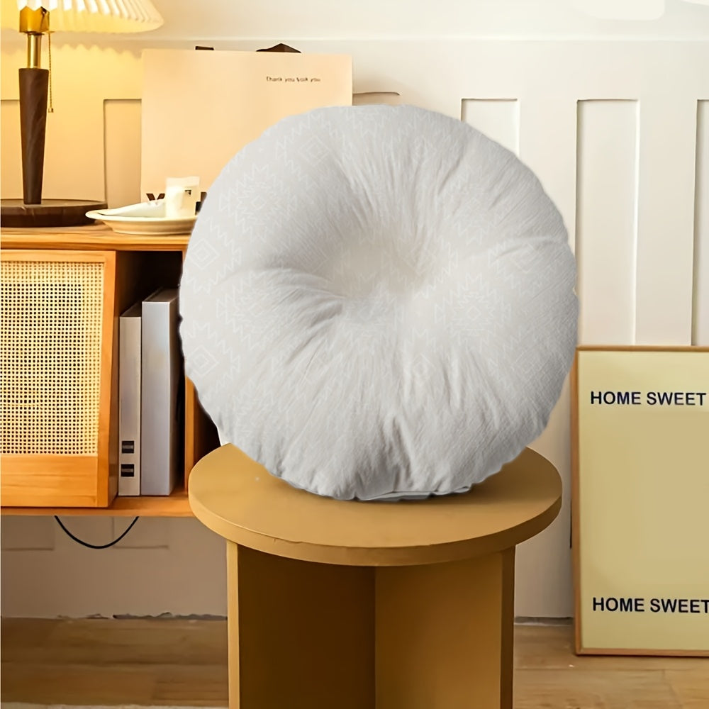 Coussin de chaise rond blanc à motif géométrique, 40 cm