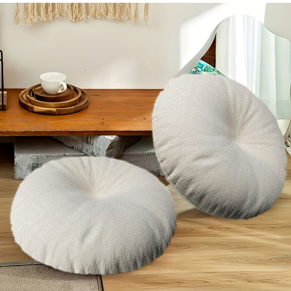 Coussin de chaise rond blanc à motif géométrique, 40 cm