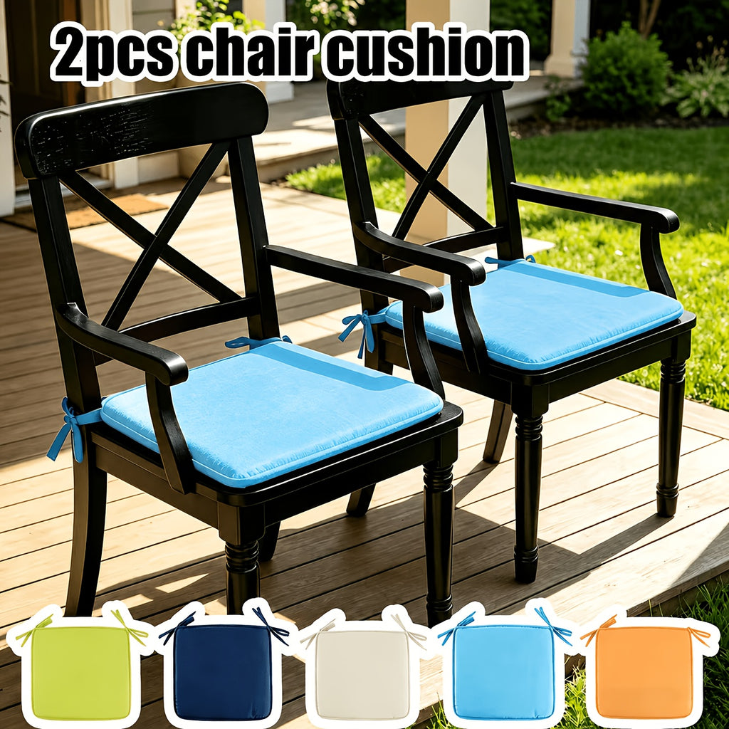 Coussin de chaise bleu 39x39 cm, lot de 2 à nouer au dossier