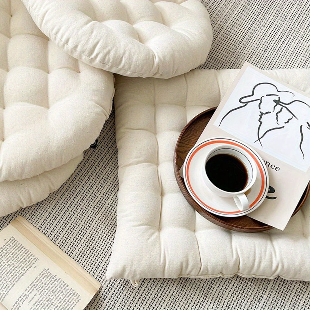 Coussin de chaise capitonné écru, au choix rond ou carré
