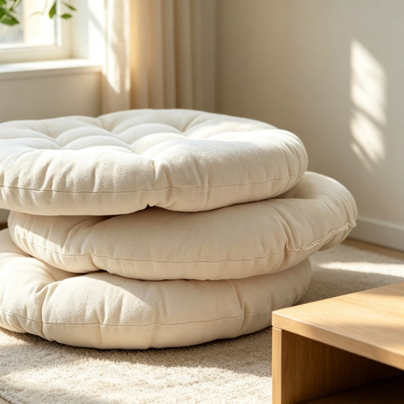 Coussin de chaise capitonné écru, au choix rond ou carré