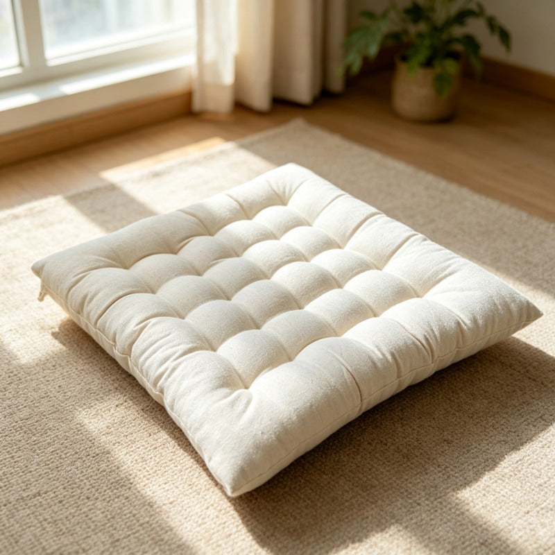 Coussin de chaise capitonné écru, au choix rond ou carré