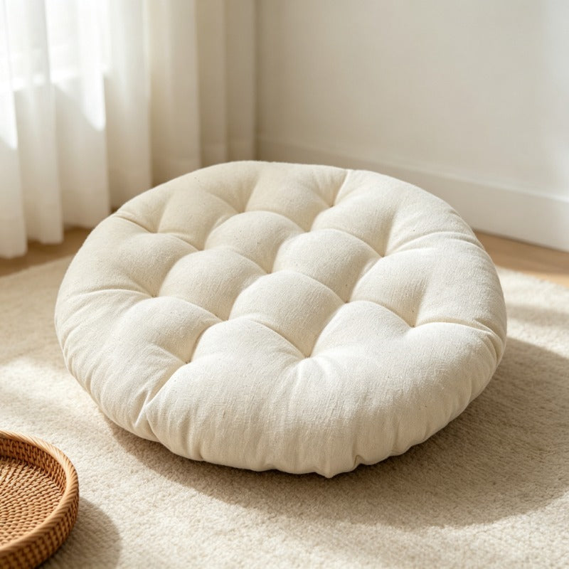 Coussin de chaise capitonné écru, au choix rond ou carré
