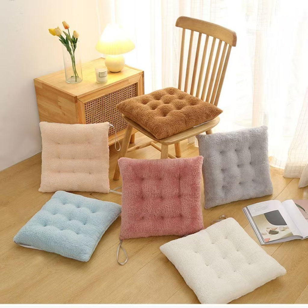 Coussin de chaise carré capitonné, aspect peau de mouton