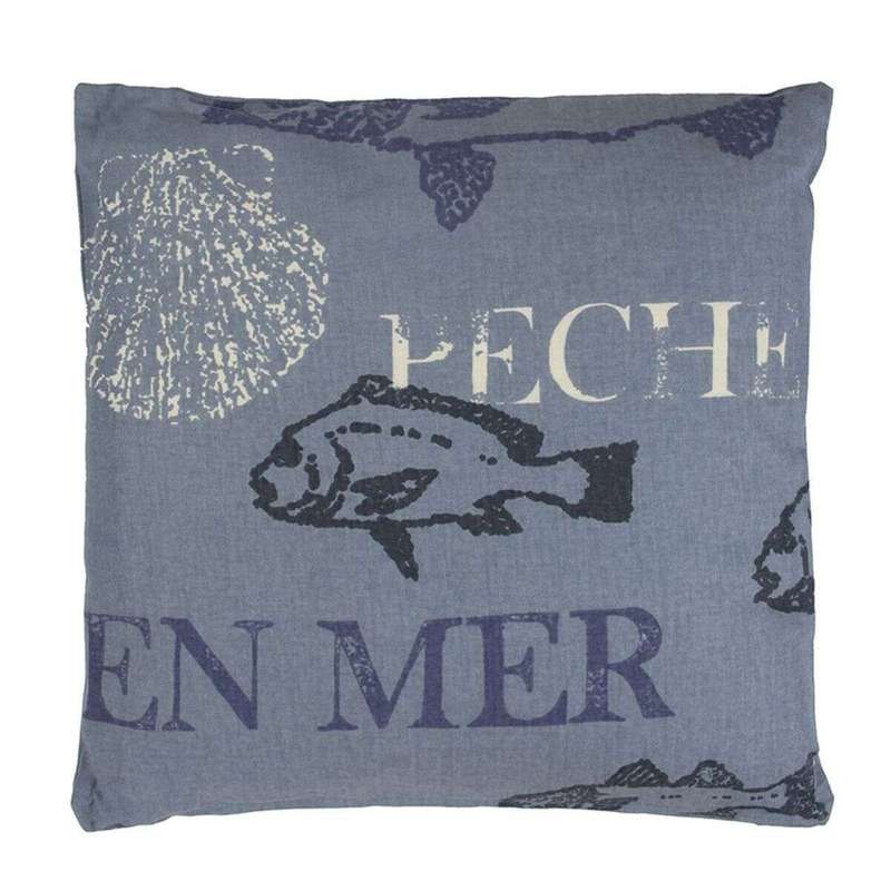 Coussin de chaise carré 38x38 cm en coton, imprimé marin