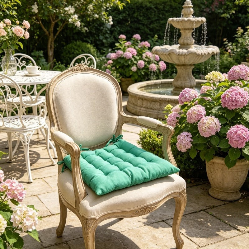 Coussin de chaise d'extérieur carré 40x40 en vert émeraude