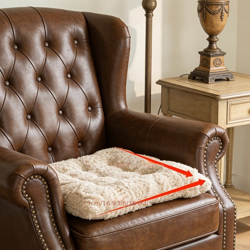 Coussin de chaise carré 43x43 en peluche bouclée, 4 teintes