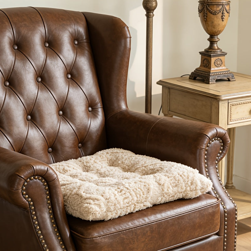 Coussin de chaise carré 43x43 en peluche bouclée, 4 teintes