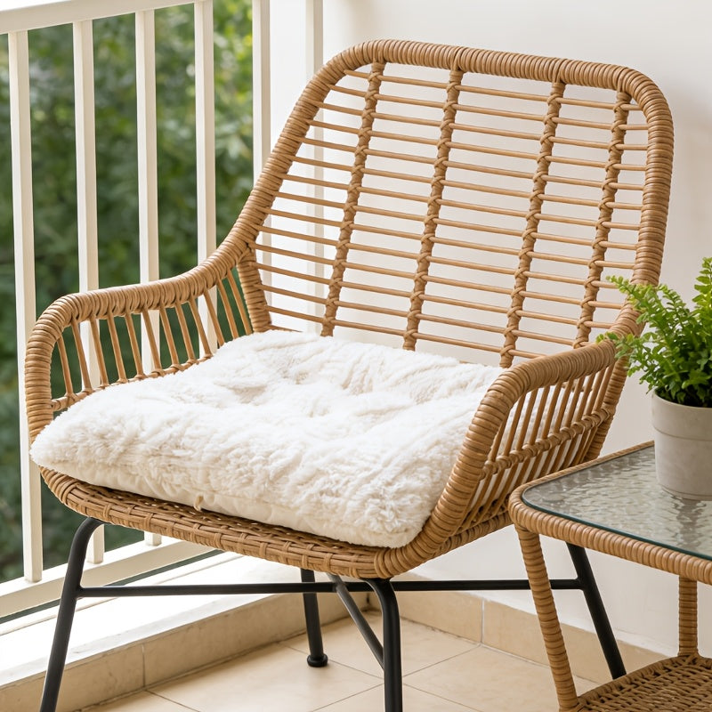 Coussin de chaise carré 43x43 en peluche bouclée, 4 teintes