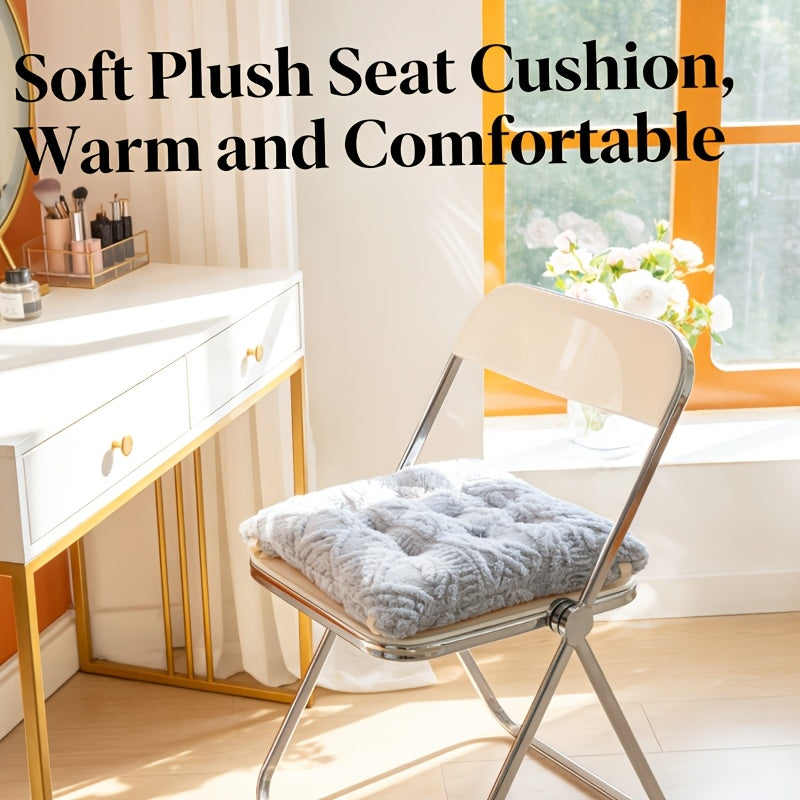 Coussin de chaise carré 43x43 en peluche bouclée, 4 teintes