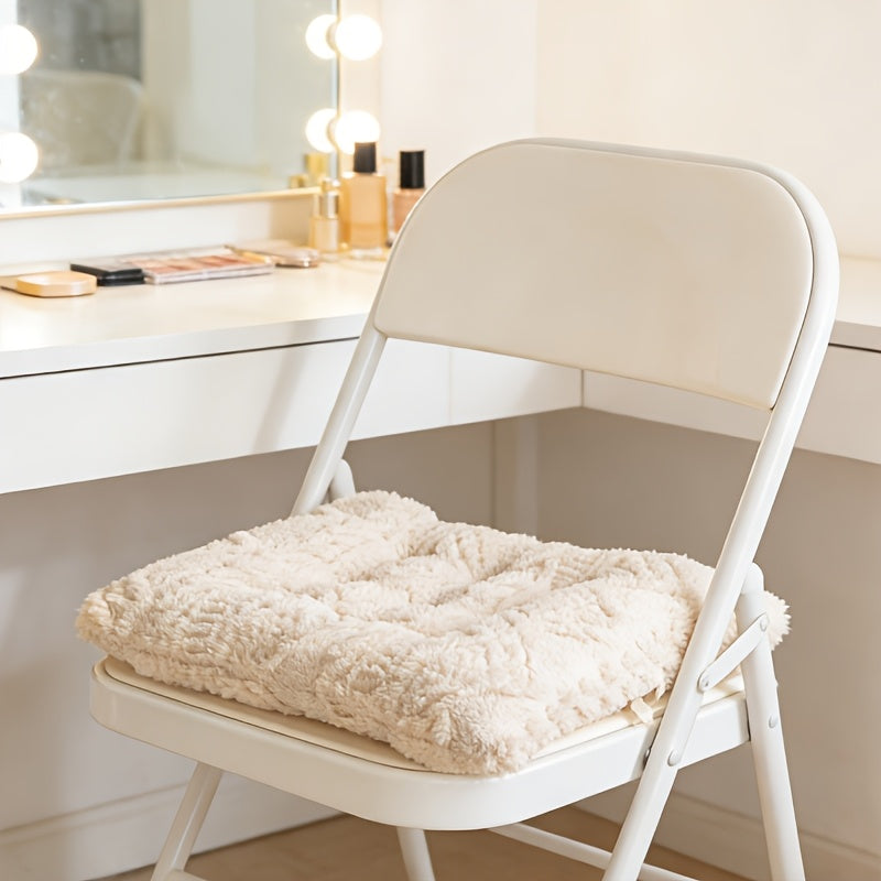 Coussin de chaise carré 43x43 en peluche bouclée, 4 teintes