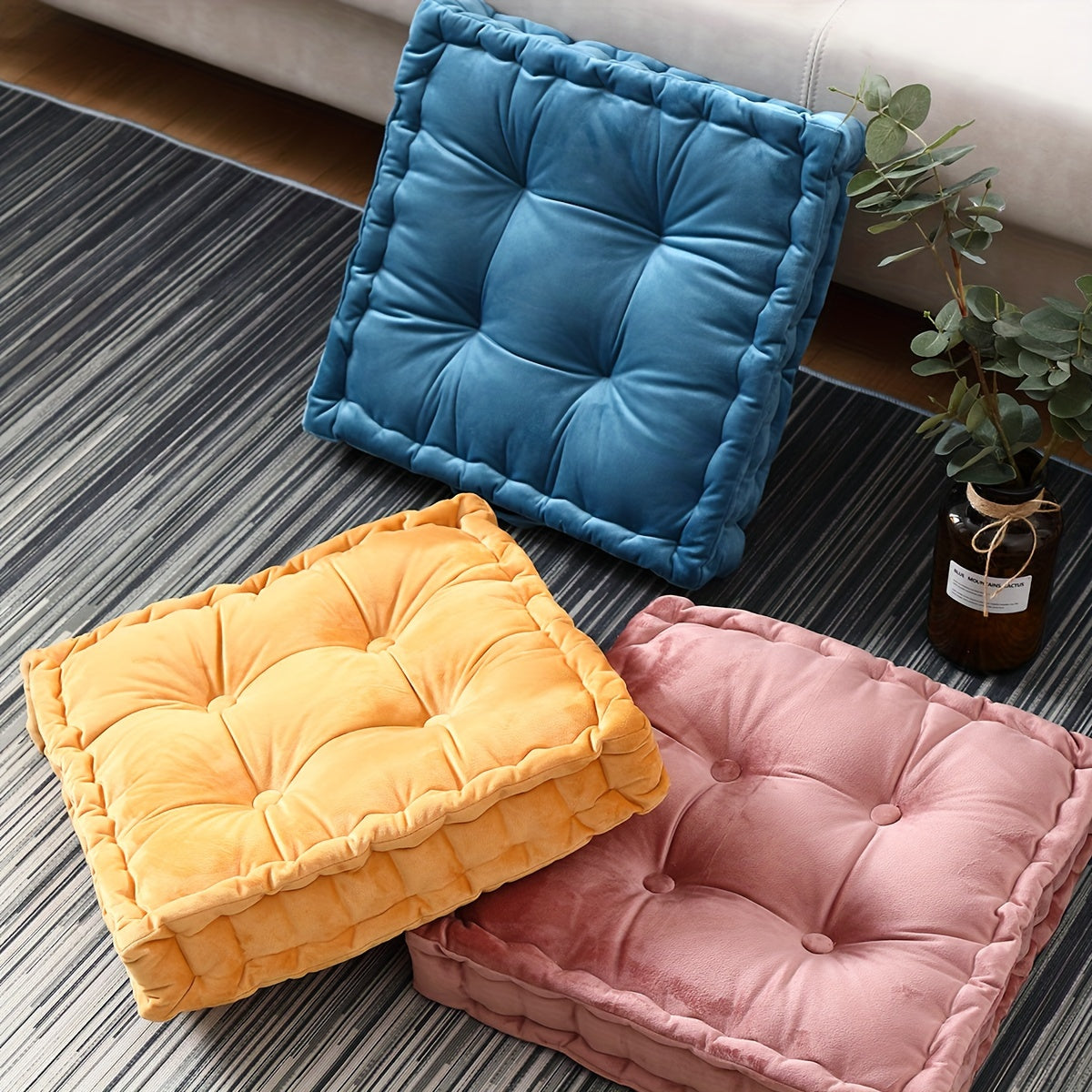 Coussin de chaise carré épais 45x45x10 cm, aspect flanelle