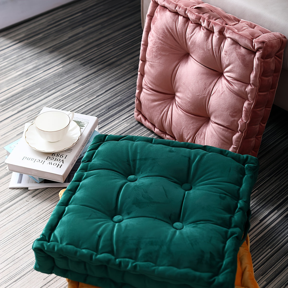 Coussin de chaise carré épais 45x45x10 cm, aspect flanelle