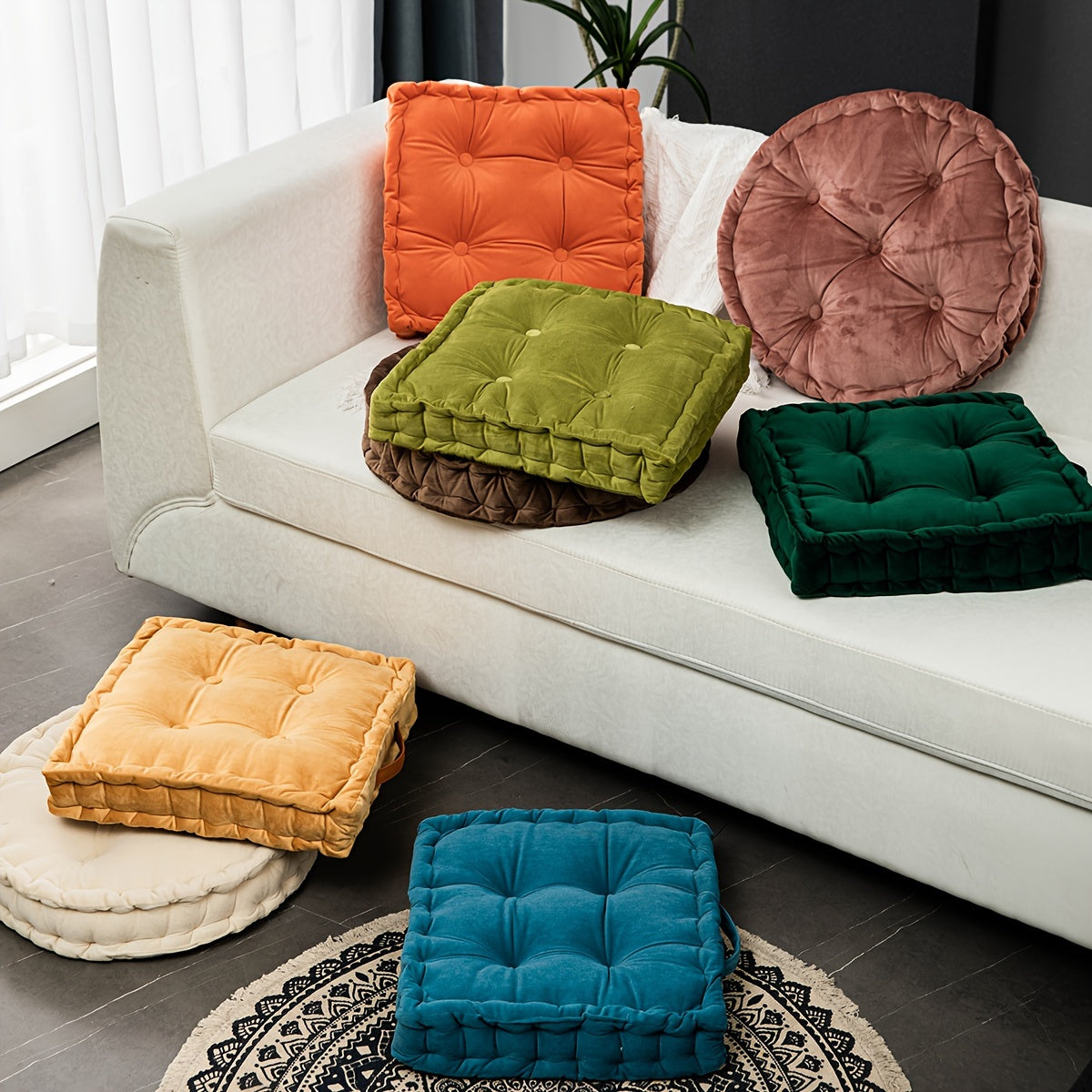Coussin de chaise carré épais 45x45x10 cm, aspect flanelle