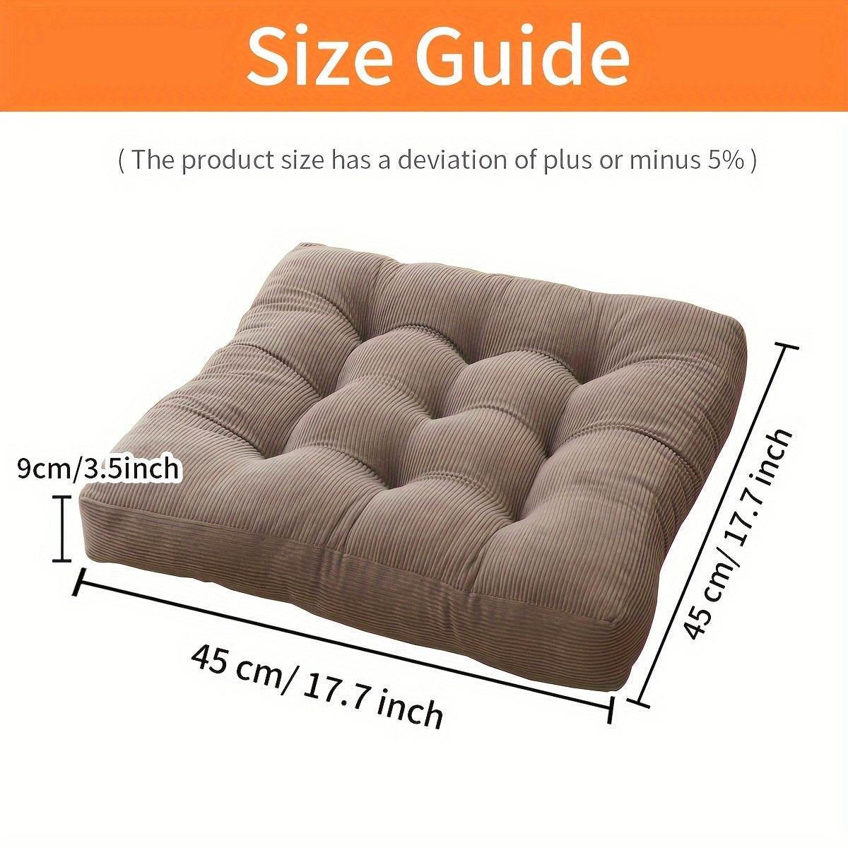 Coussin de chaise carré épais, effet côtelé mat