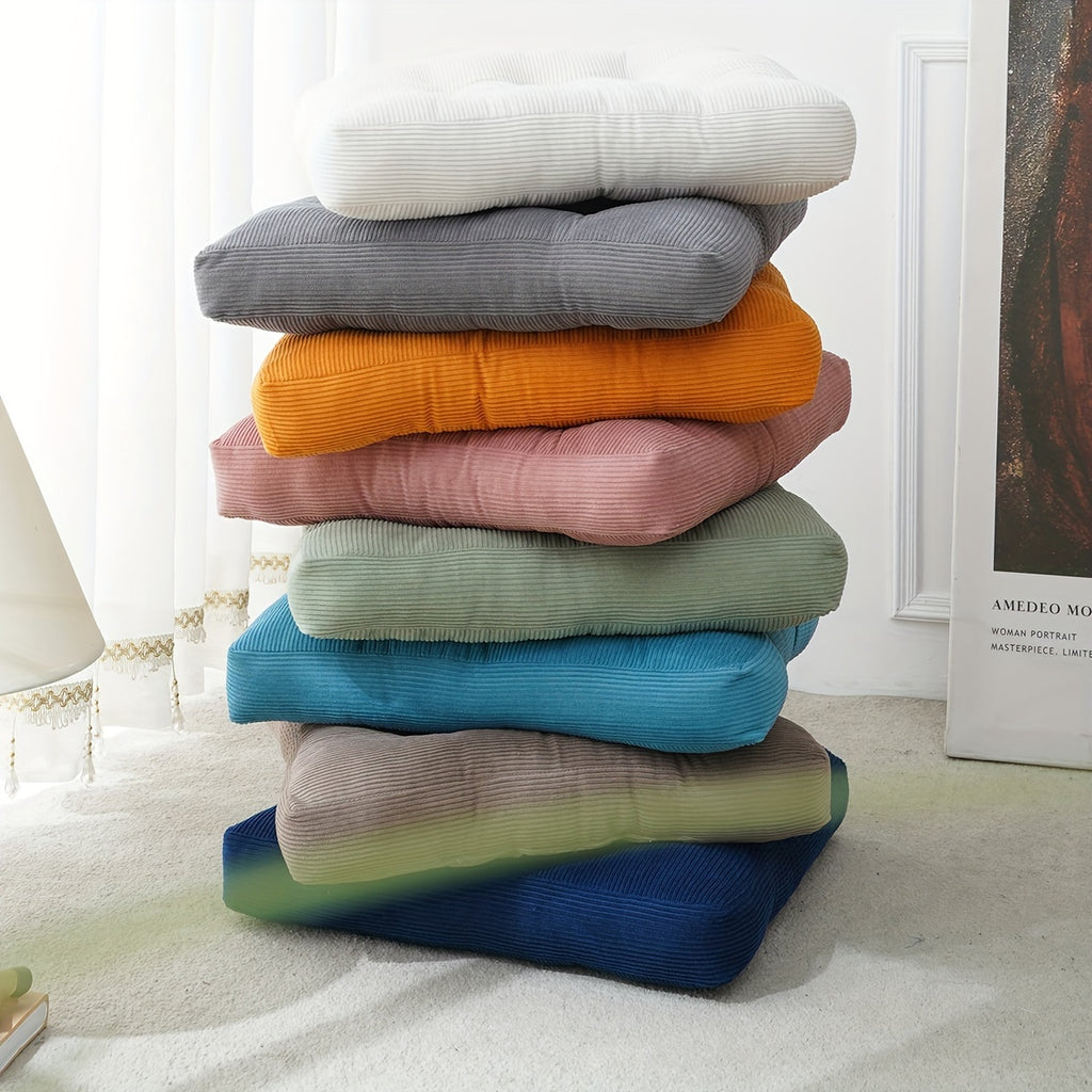 Coussin de chaise carré épais, effet côtelé mat