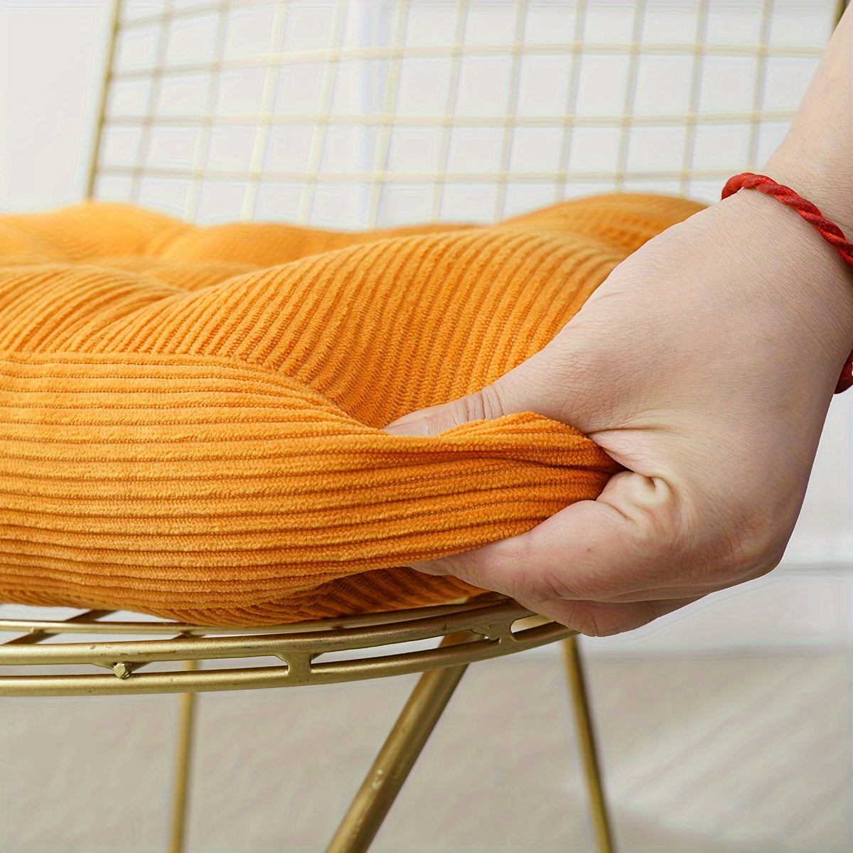 Coussin de chaise carré épais, effet côtelé mat