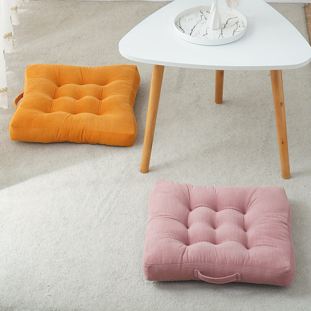 Coussin de chaise carré épais, effet côtelé mat