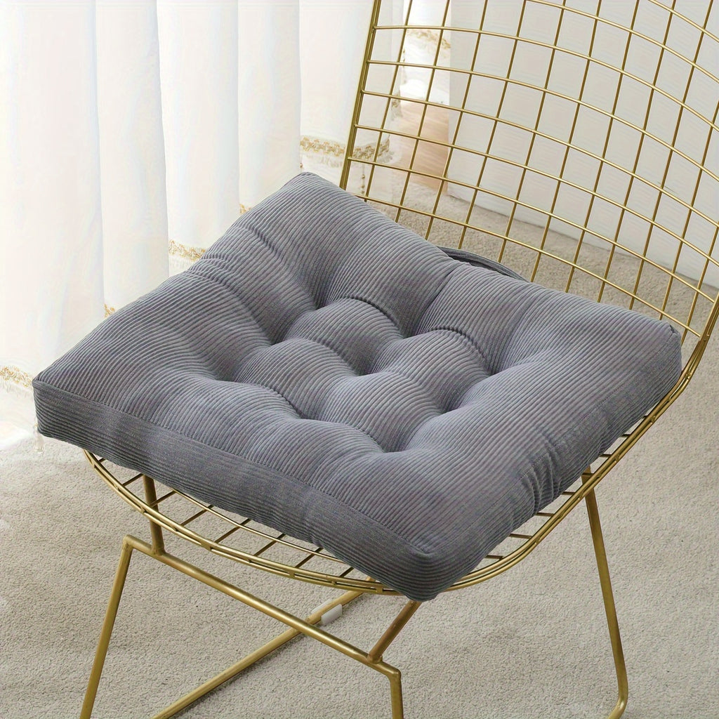 Coussin de chaise carré épais, effet côtelé mat
