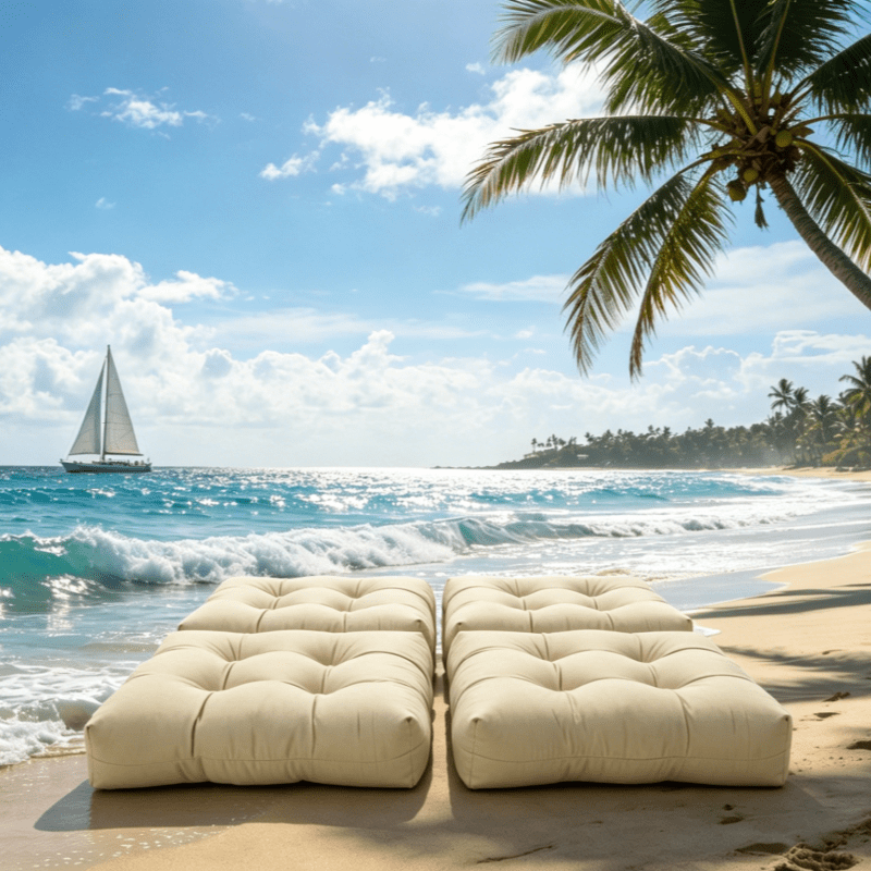 Coussin de chaise carré 48x48 épais et capitonné, lot de 4