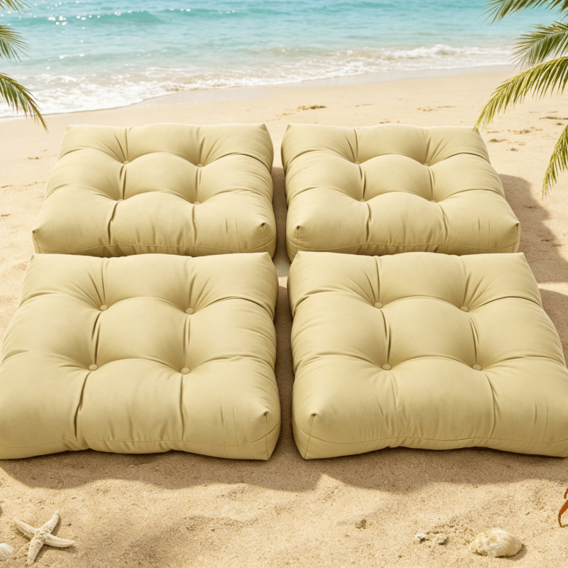 Coussin de chaise carré 48x48 épais et capitonné, lot de 4