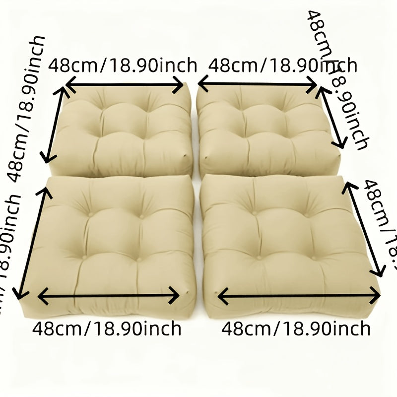 Coussin de chaise carré 48x48 épais et capitonné, lot de 4