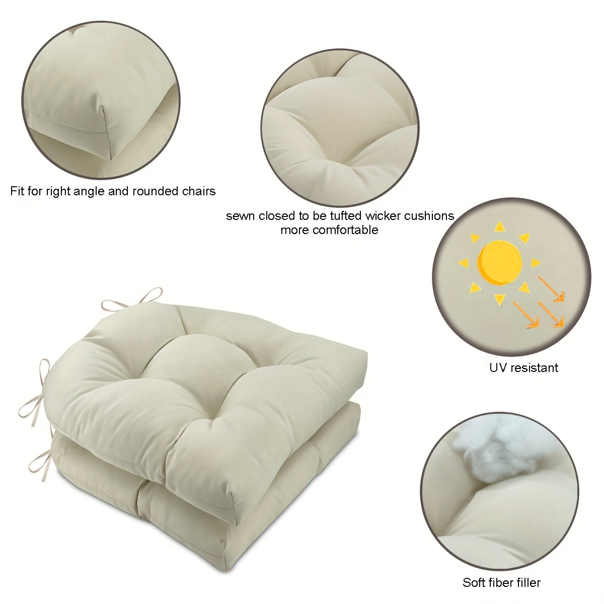 Coussin de chaise carré épais 48x48x9 cm, vendu par lot de 2