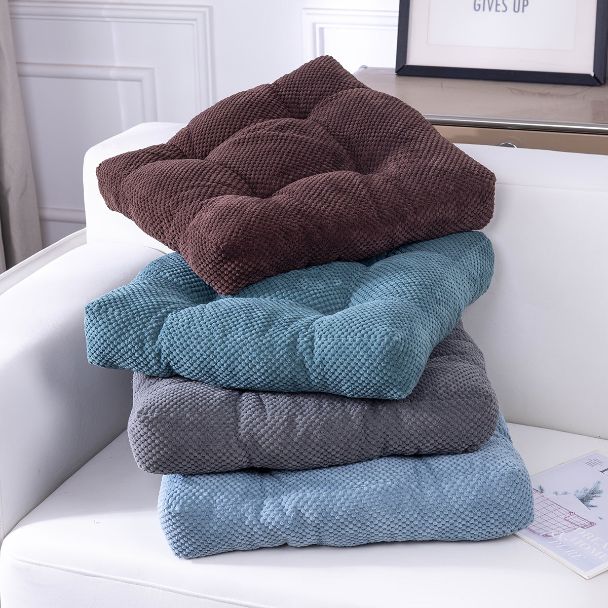 Coussin de chaise carré et épais de 9 cm, 40x40 ou 45x45
