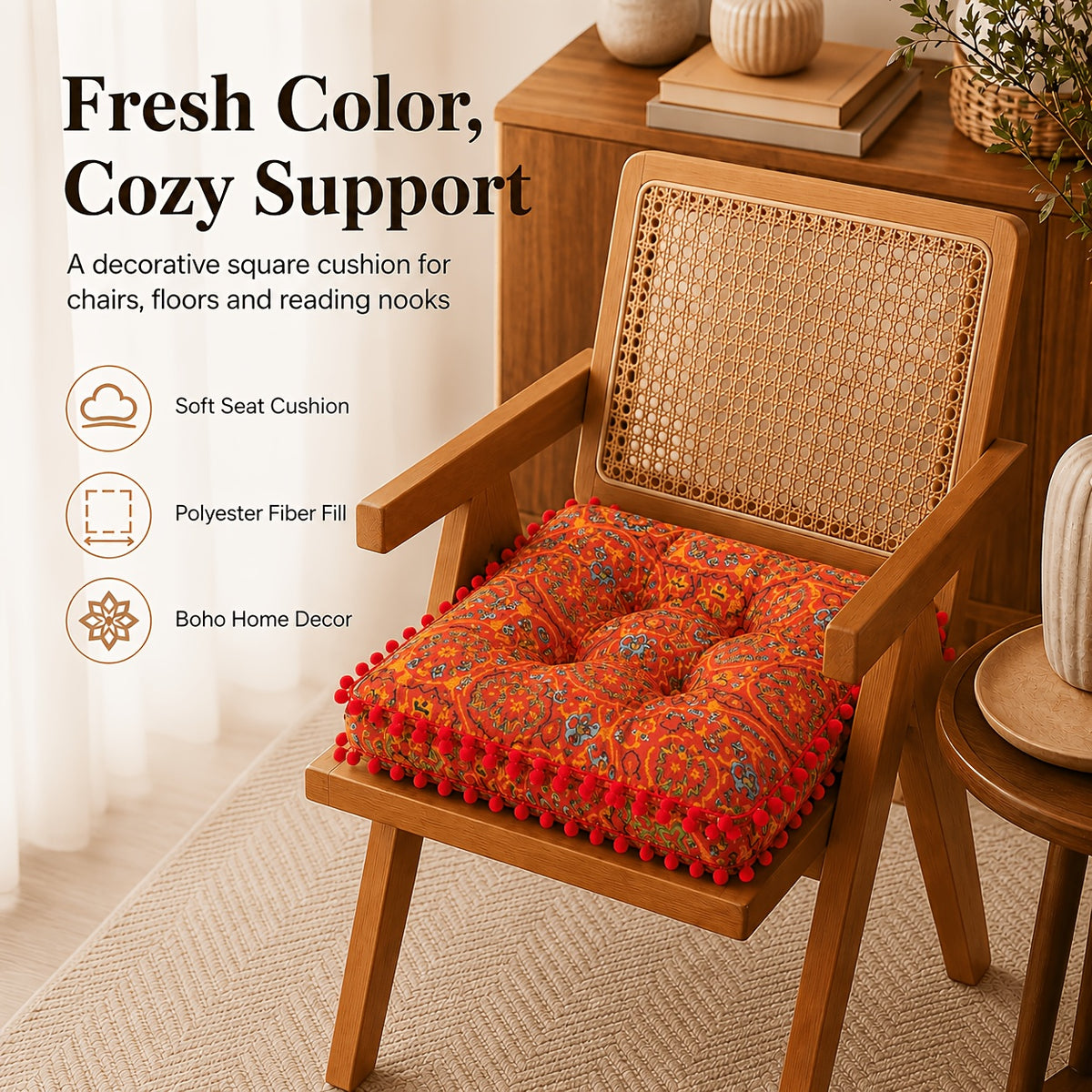 Coussin carré marocain--Orange