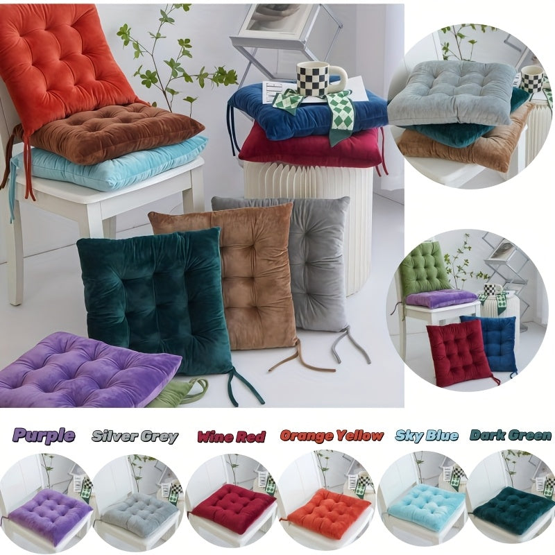 Coussin de chaise carré en velours épais 40x40 cm, lot de 4