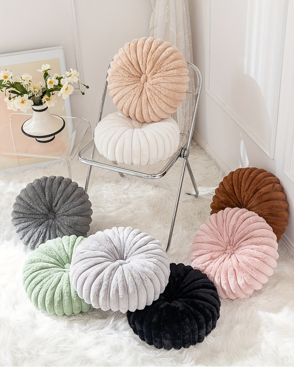Coussin de chaise citrouille en peluche 3D, 35 cm, 8 teintes
