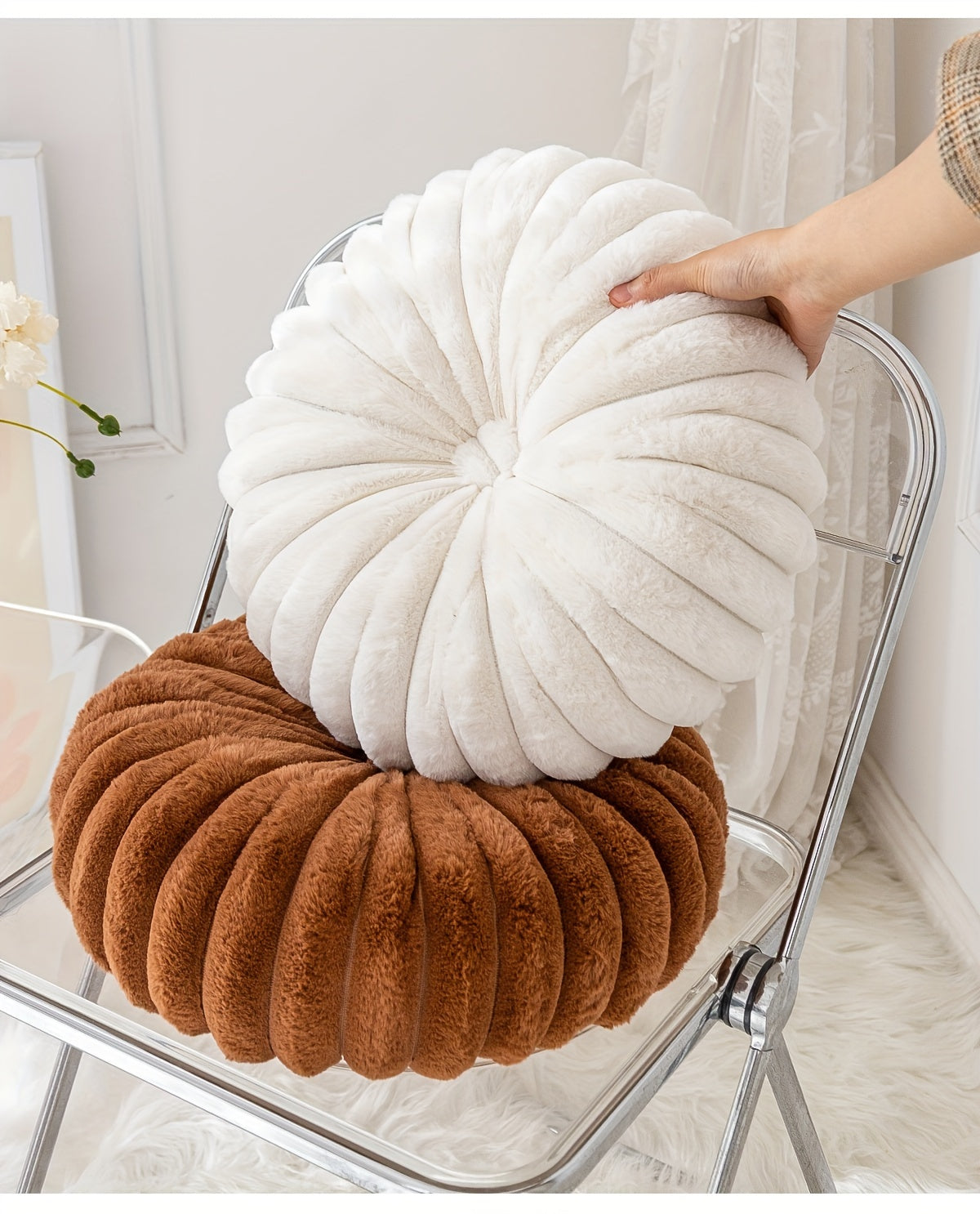 Coussin de chaise citrouille en peluche 3D, 35 cm, 8 teintes