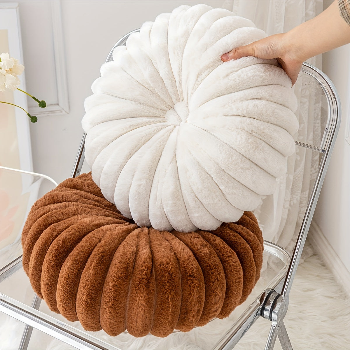 Coussin de chaise citrouille en peluche 3D, 35 cm, 8 teintes