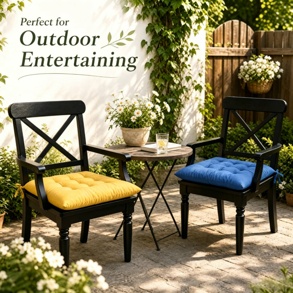Coussin de chaise de jardin carré 40x40 capitonné, lot de 2