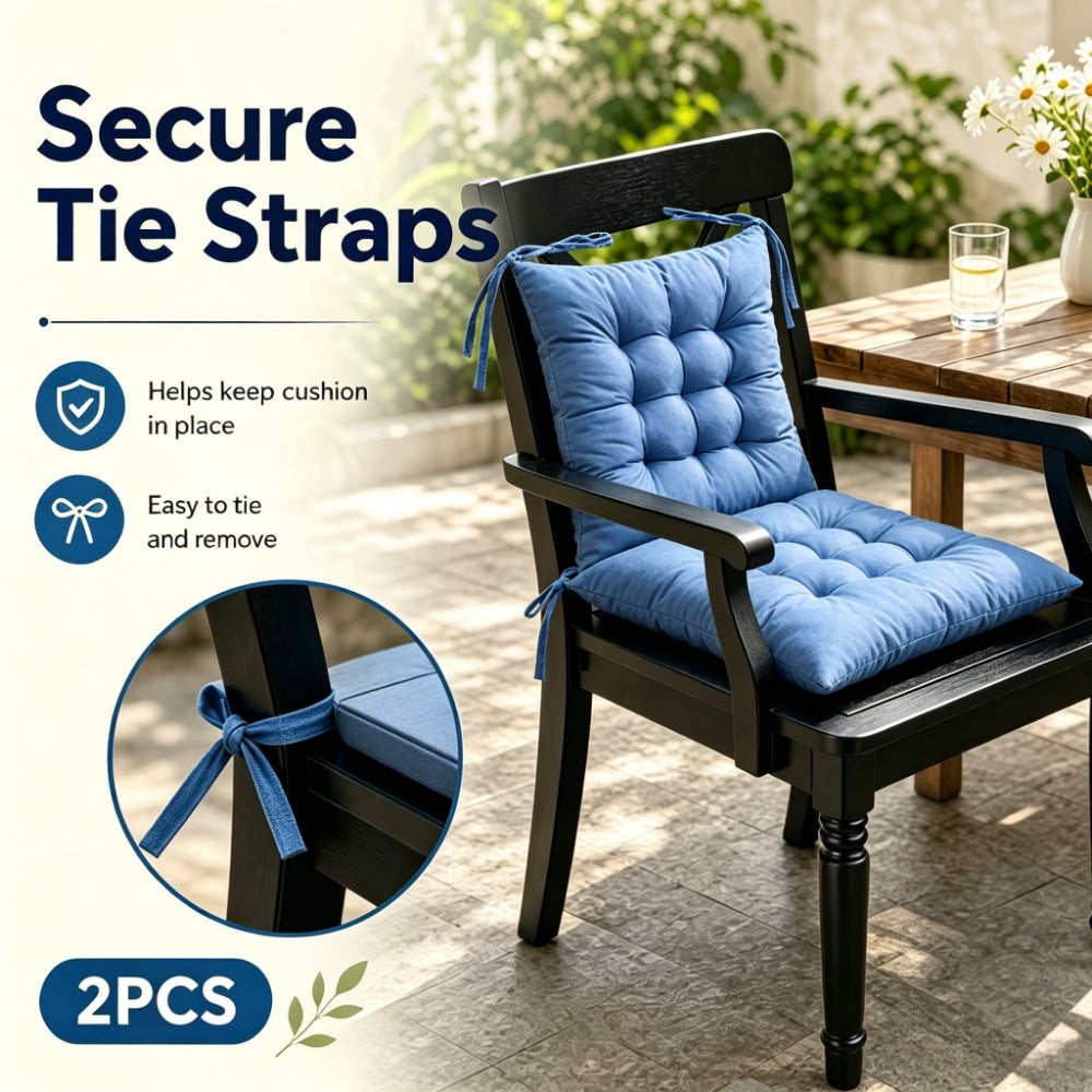 Coussin de chaise de jardin carré 40x40 capitonné, lot de 2