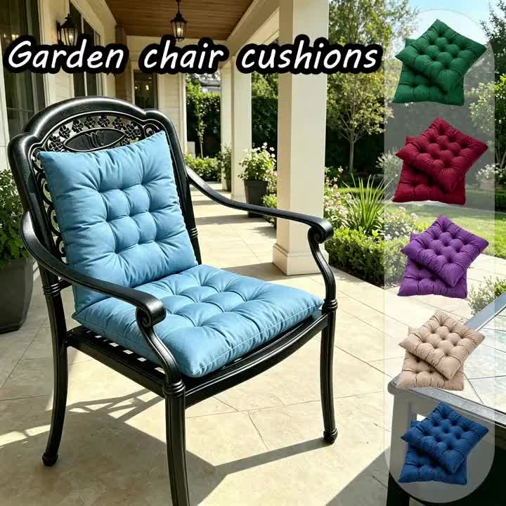 Coussin de chaise de jardin carré 40x40 capitonné, lot de 2