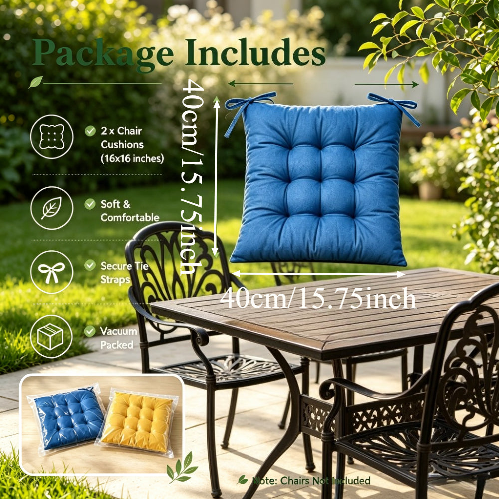 Coussin de chaise de jardin carré 40x40 capitonné, lot de 2