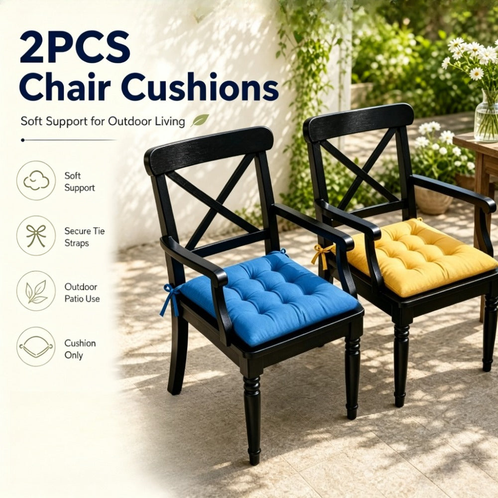 Coussin de chaise de jardin carré 40x40 capitonné, lot de 2