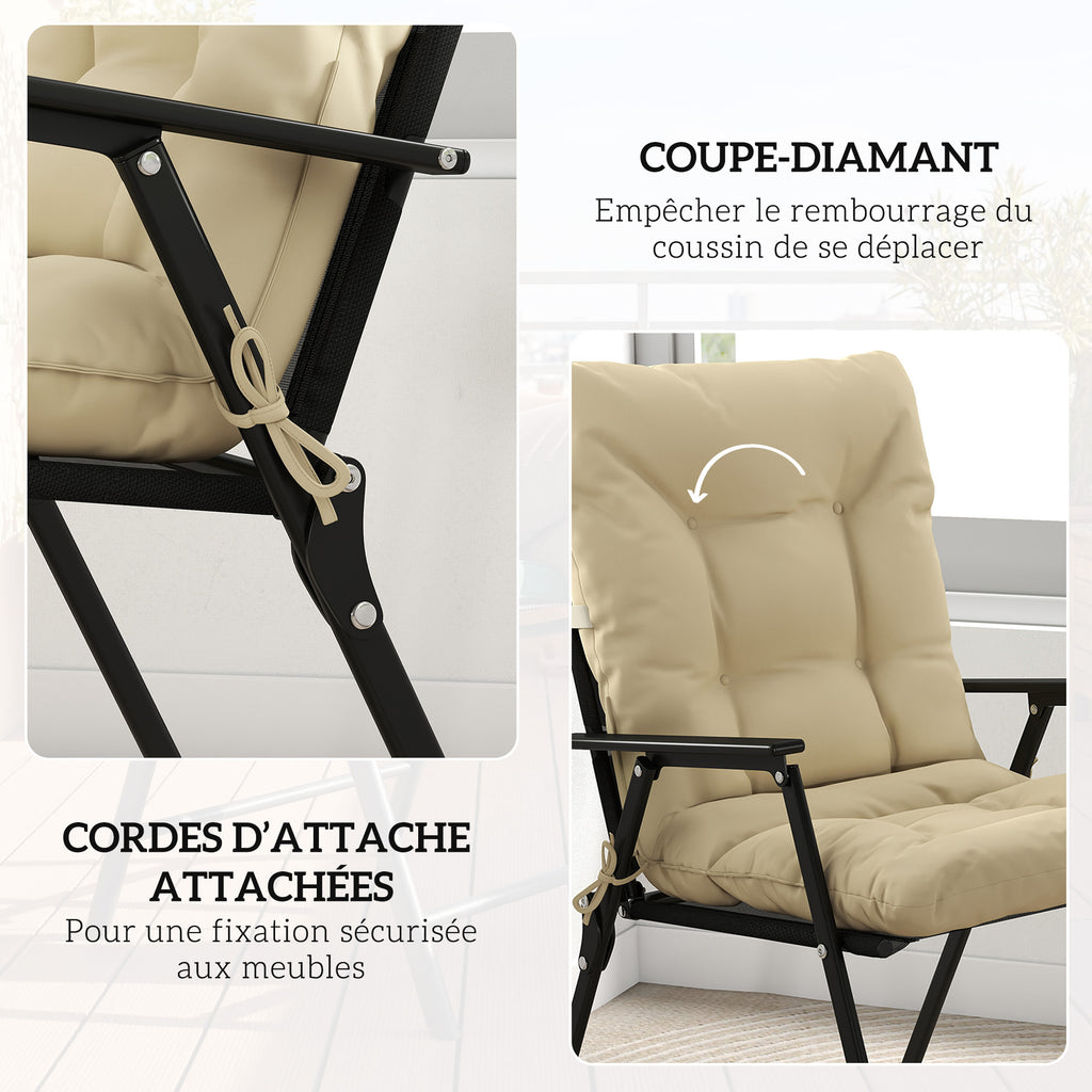 Coussin de chaise de jardin avec dossier 120 cm, lot de 2