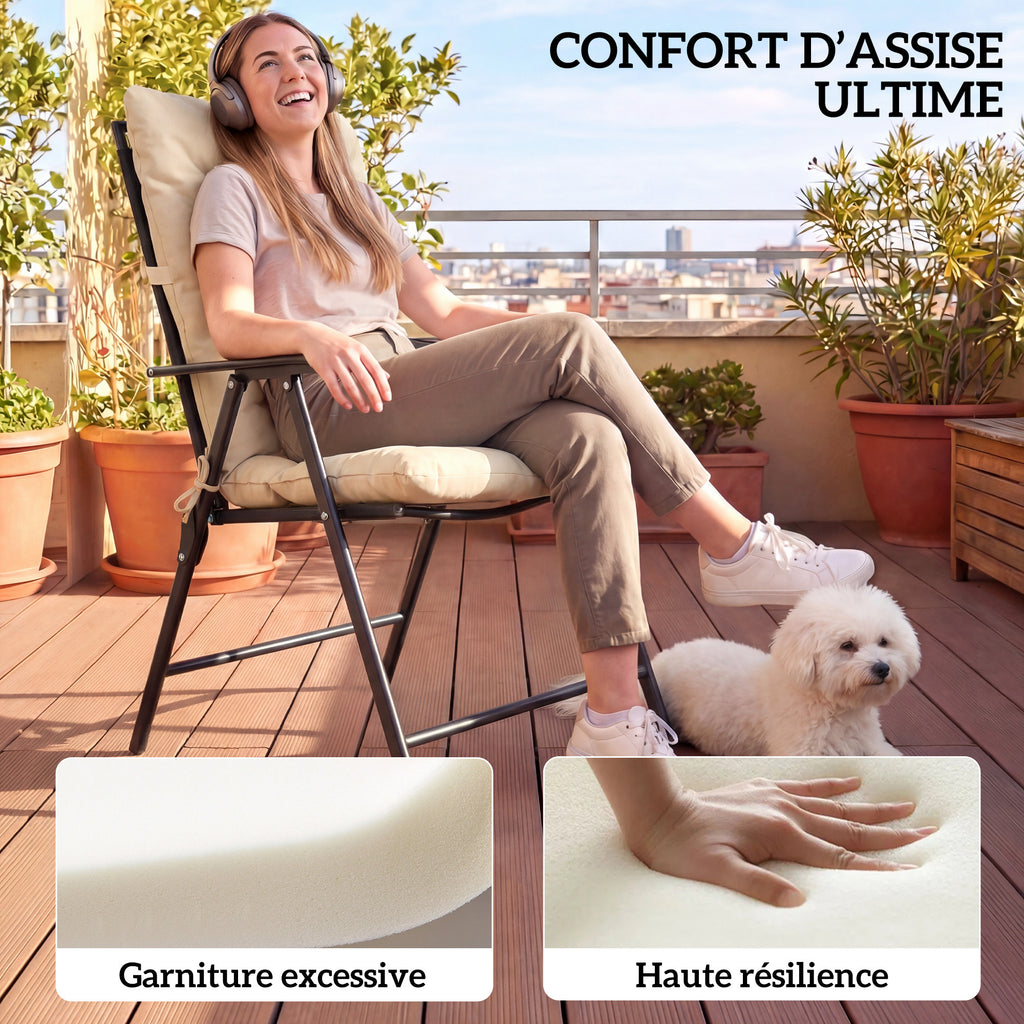 Coussin de chaise de jardin avec dossier 120 cm, lot de 2