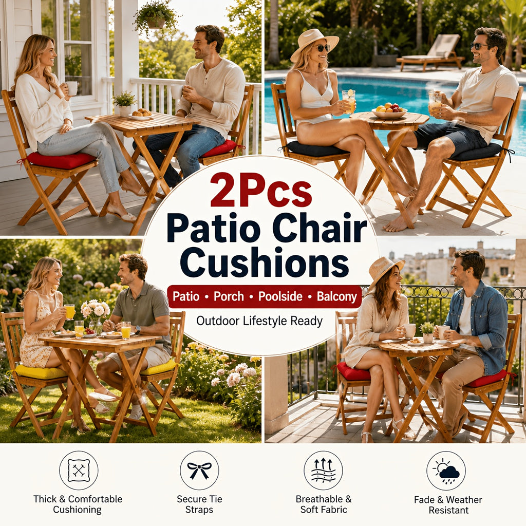 Coussin de chaise de jardin capitonné 38 x 38 cm, lot de 2