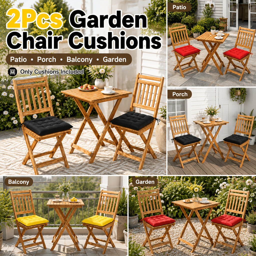 Coussin de chaise de jardin capitonné 38 x 38 cm, lot de 2