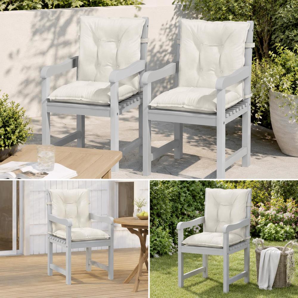 Coussin de chaise de jardin capitonné 7 cm, lot de 2 crème