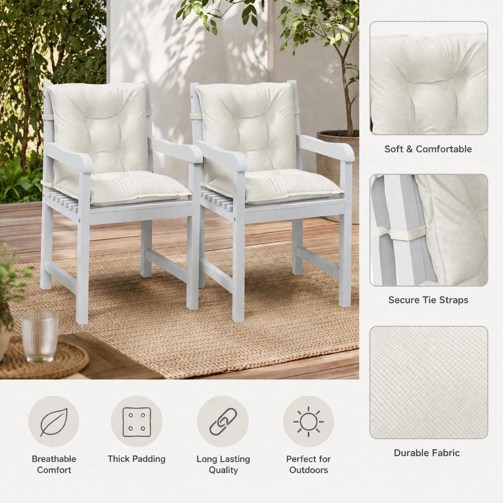 Coussin de chaise de jardin capitonné 7 cm, lot de 2 crème