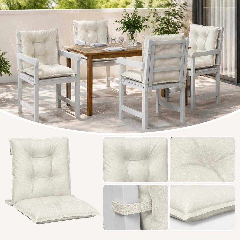 Coussin de chaise de jardin à dossier bas, lot de 4 pièces