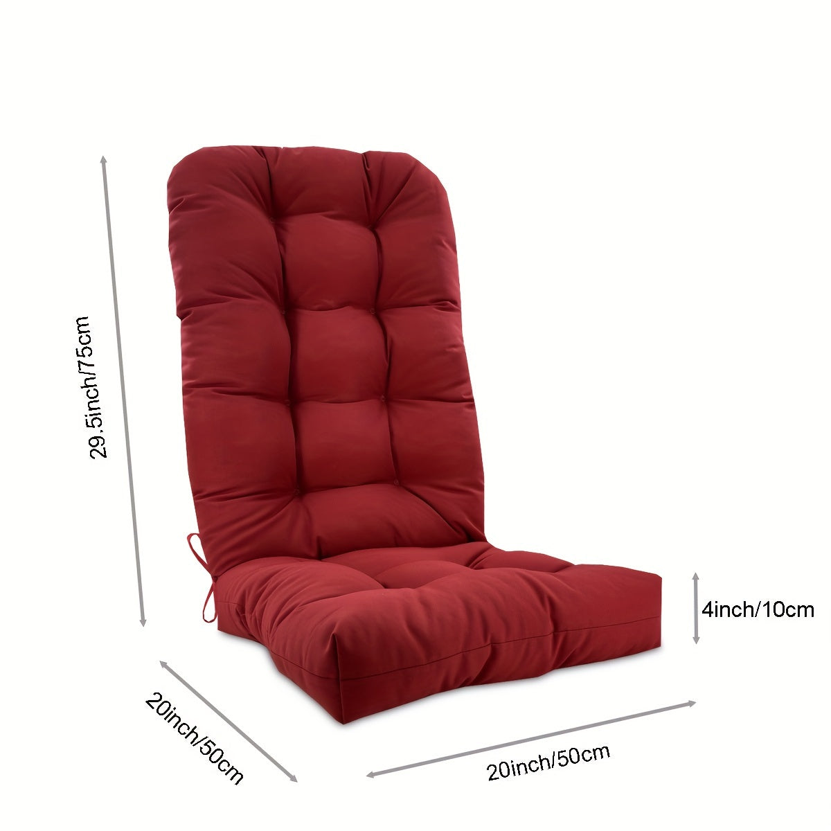 Coussin de chaise de jardin dossier haut 125 cm, réversible