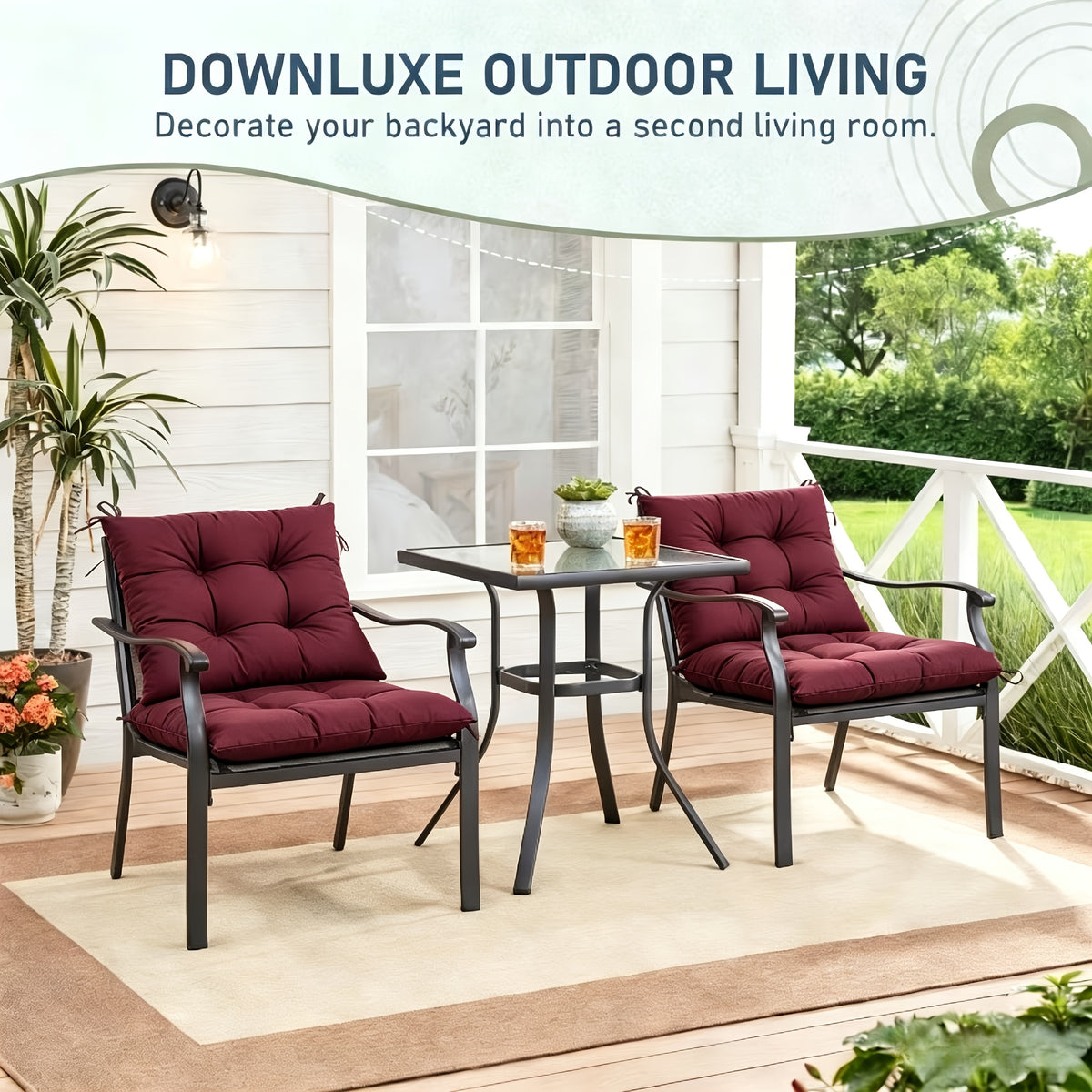 Coussin de chaise de jardin, lot de 2, huit coloris unis