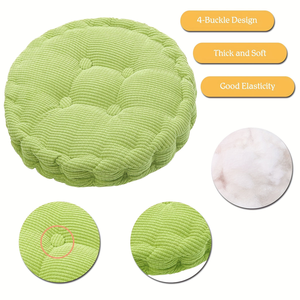Coussin de chaise épais 38 cm capitonné, un rond un carré