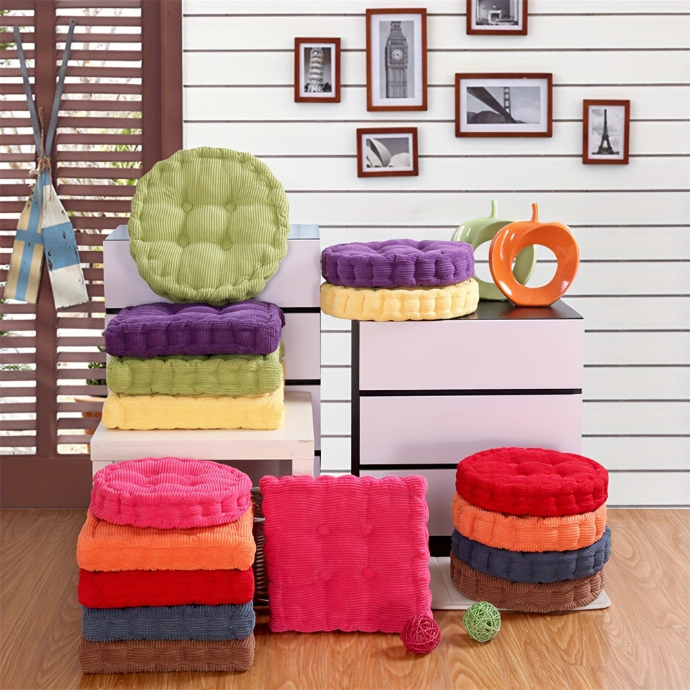 Coussin de chaise épais 38 cm capitonné, un rond un carré