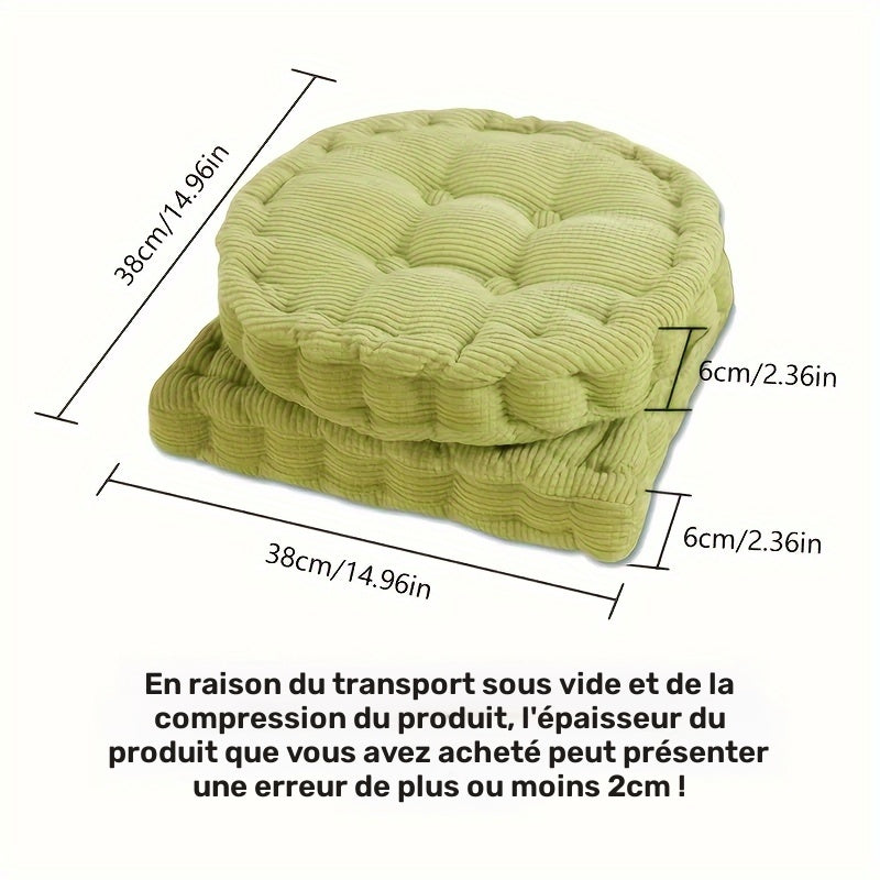Coussin de chaise épais 38 cm capitonné, un rond un carré